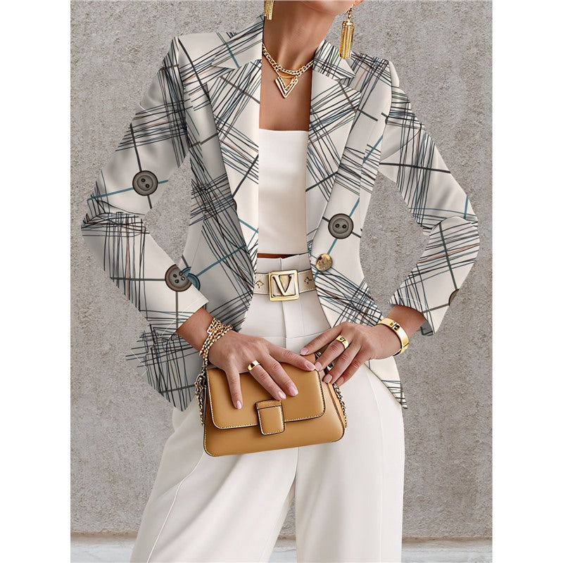 Giacca da donna blu navy a pois bianchi – Stile casual chic ed elegante