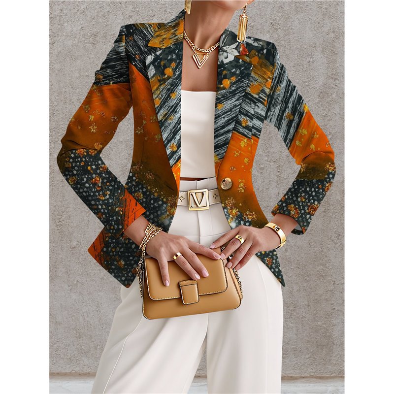 Giacca da donna blu navy a pois bianchi – Stile casual chic ed elegante