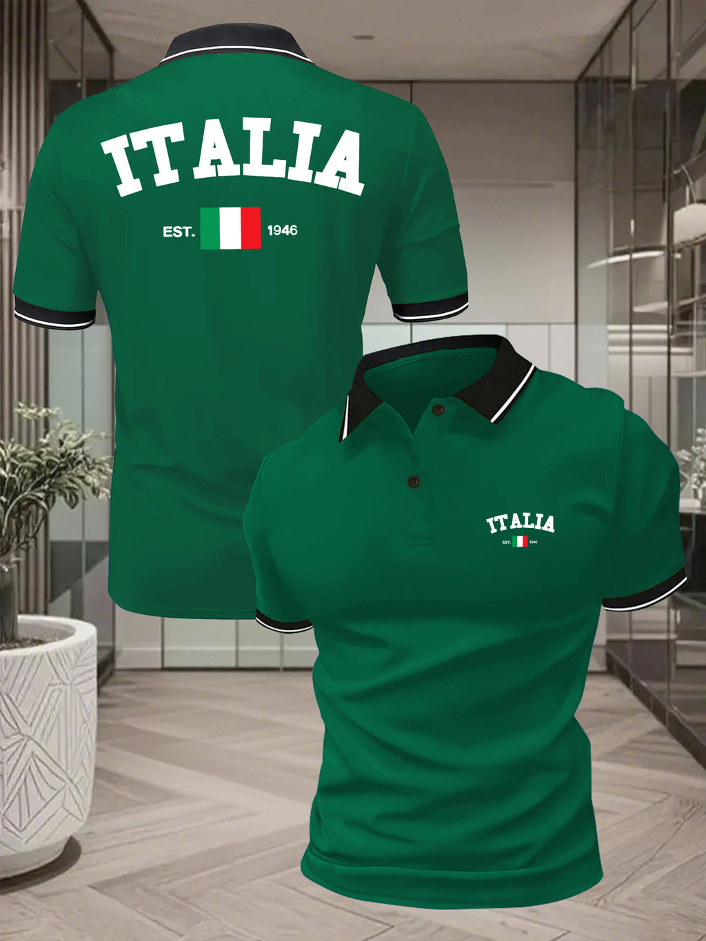 Polo uomo a maniche corte con stampa italiana - Traspirante e versatile