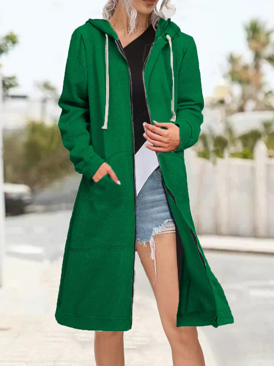 Cardigan oversize multicolor de mujer con cremallera y capucha suave