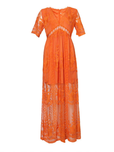 Abito Maxi Donna a Collo a V – Comfort Elegante e Fluttuante