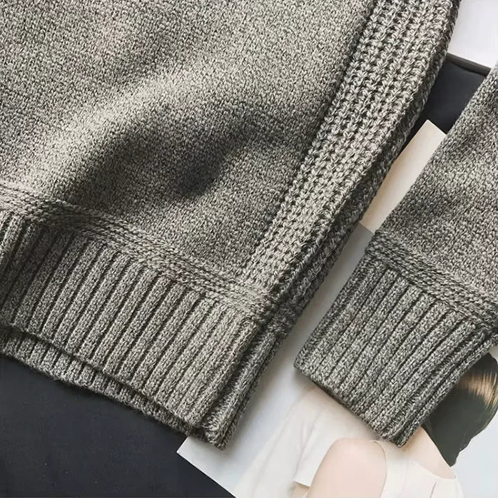 Maglione lavorato a maglia premium da uomo – Maglione marrone con toppe sui gomiti