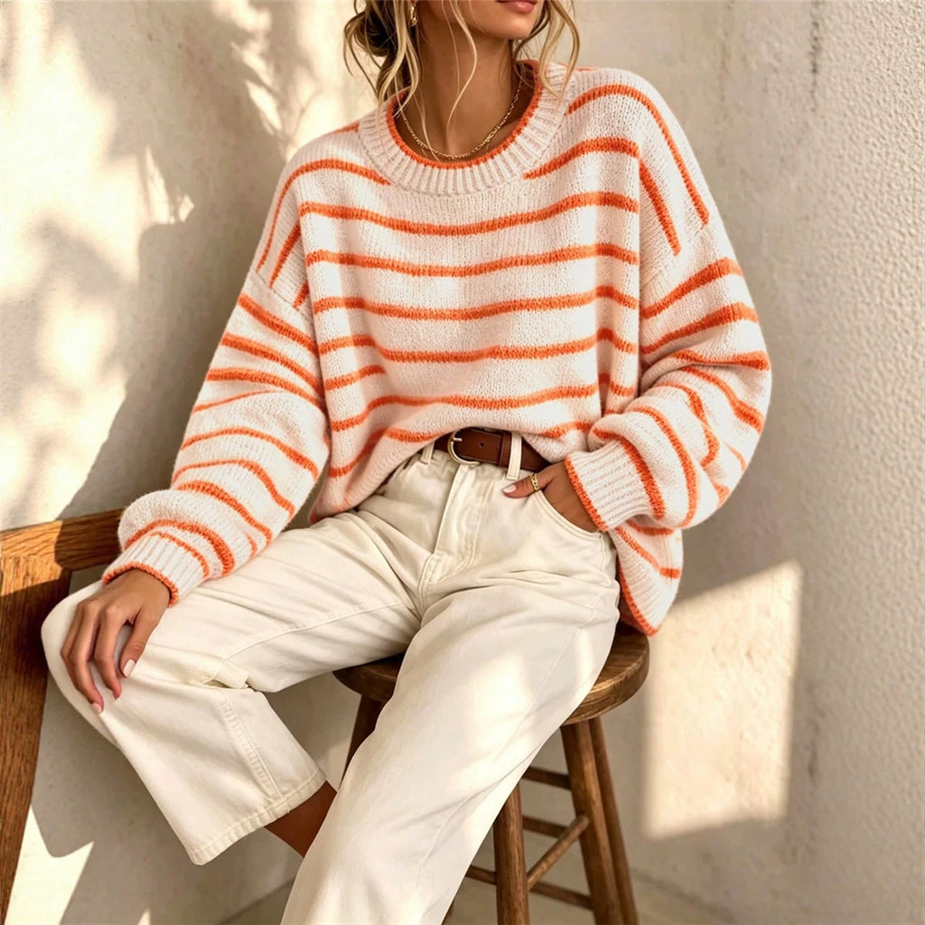 Pull femme en maille à col rond - Décontracté et confortable