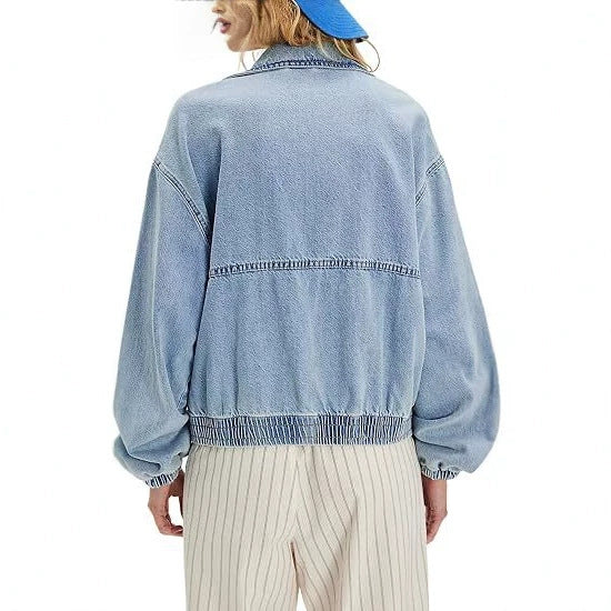 Giacca in Denim Retrò Unisex – Stile Vintage Casual con Revers e Zip