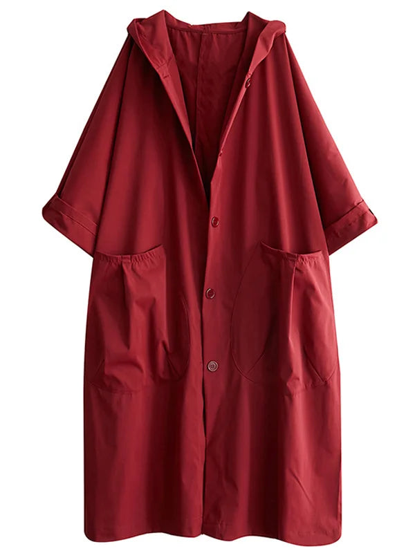 Cappotto lungo impermeabile oversize da donna – Trench con cappuccio e tasche
