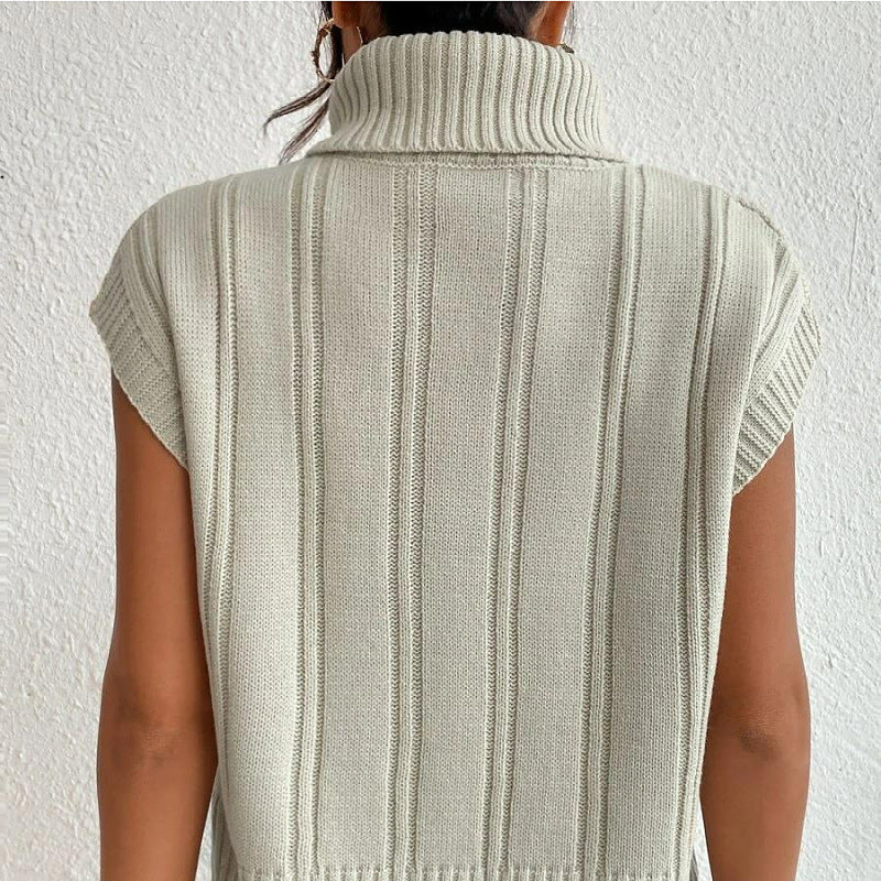 Maglione smanicato donna a collo alto - Morbido e versatile