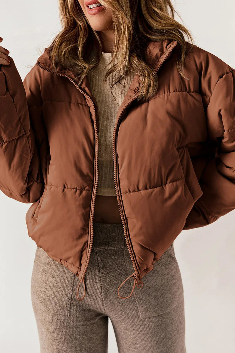 Giacca trapuntata premium da donna – Cappotto invernale accogliente con cappuccio