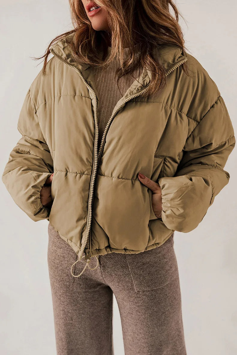Giacca trapuntata premium da donna – Cappotto invernale accogliente con cappuccio