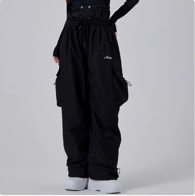 Pantaloni da sci impermeabili larghi da uomo - Pantaloni cargo antivento da snowboard