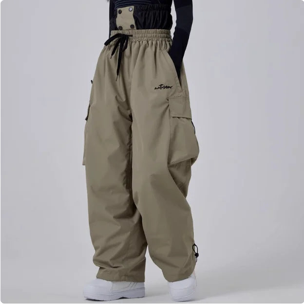 Pantaloni da sci impermeabili larghi da uomo - Pantaloni cargo antivento da snowboard
