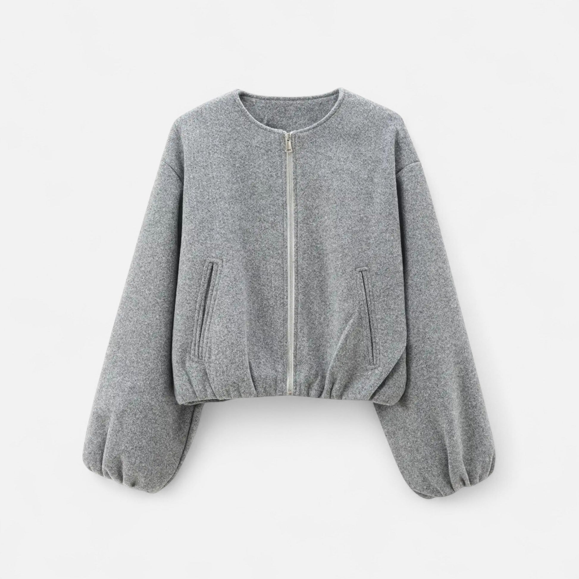 Giacca blouson da donna in stile retrò con cerniera – Girocollo, casual, street style