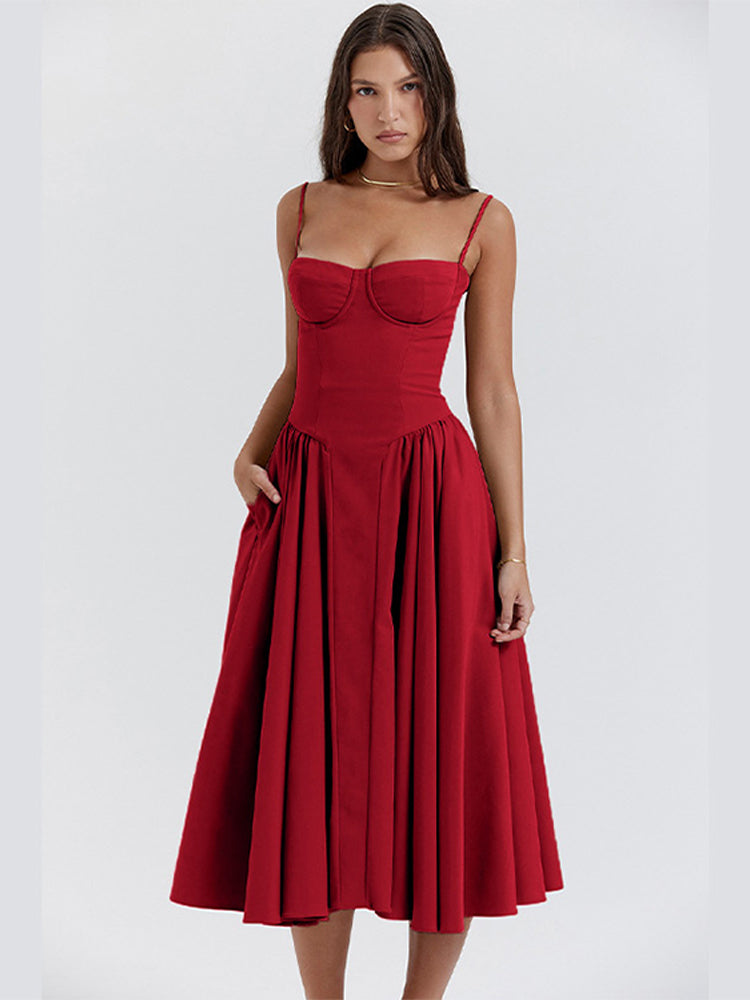 Abito Midi Corsetto da Donna con Spalline Regolabili – Elegante e Femminile