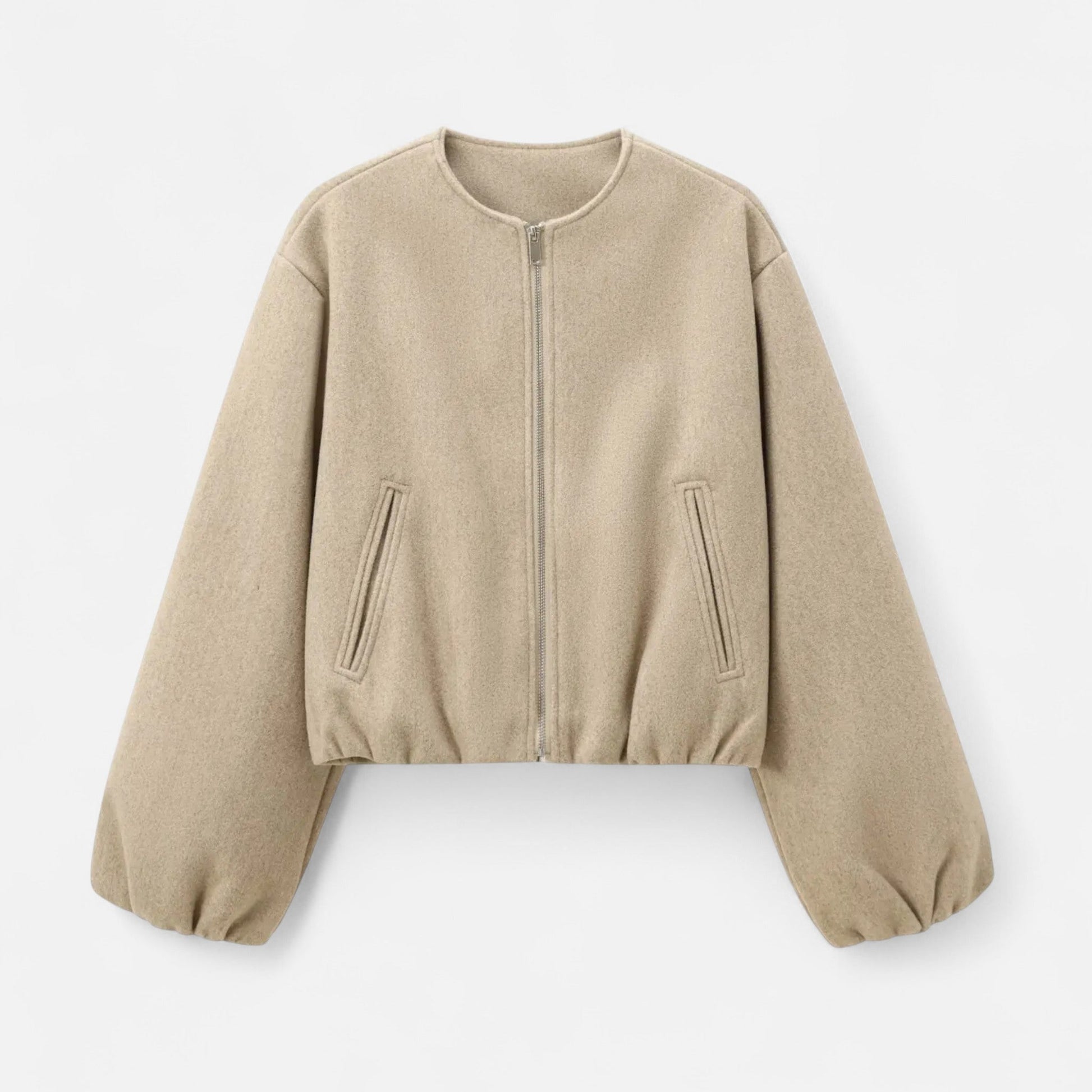 Giacca blouson da donna in stile retrò con cerniera – Girocollo, casual, street style