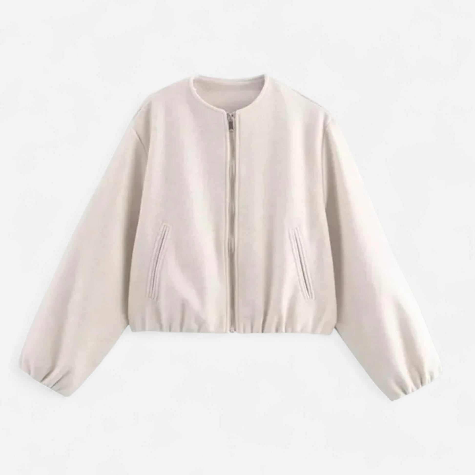 Giacca blouson da donna in stile retrò con cerniera – Girocollo, casual, street style