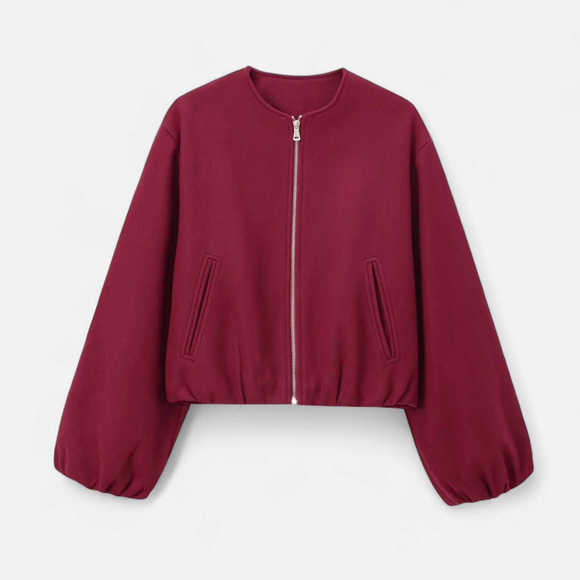 Giacca blouson da donna in stile retrò con cerniera – Girocollo, casual, street style