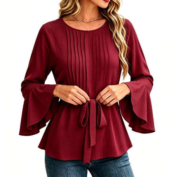 Blusa donna tinta unita a maniche lunghe - Semplice ed elegante