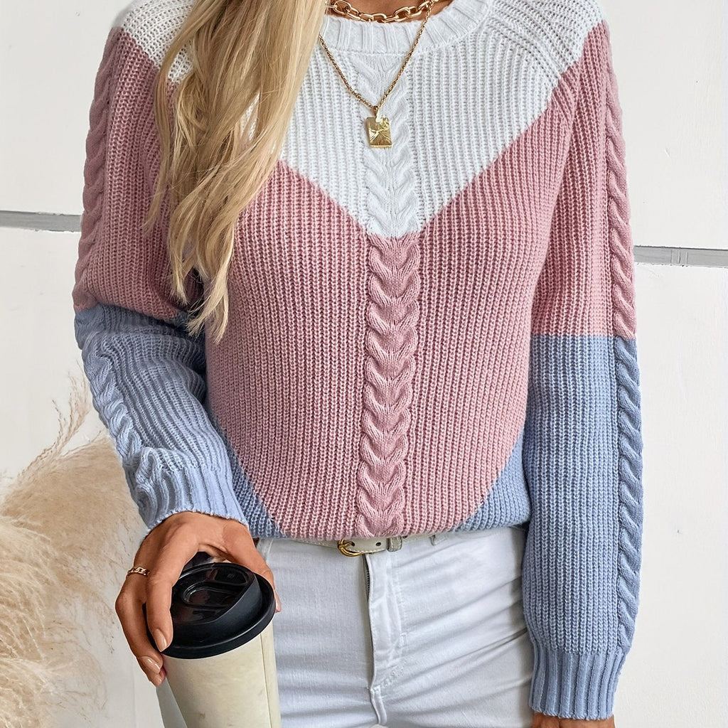 Maglione donna a trecce color block - Morbido e colorato
