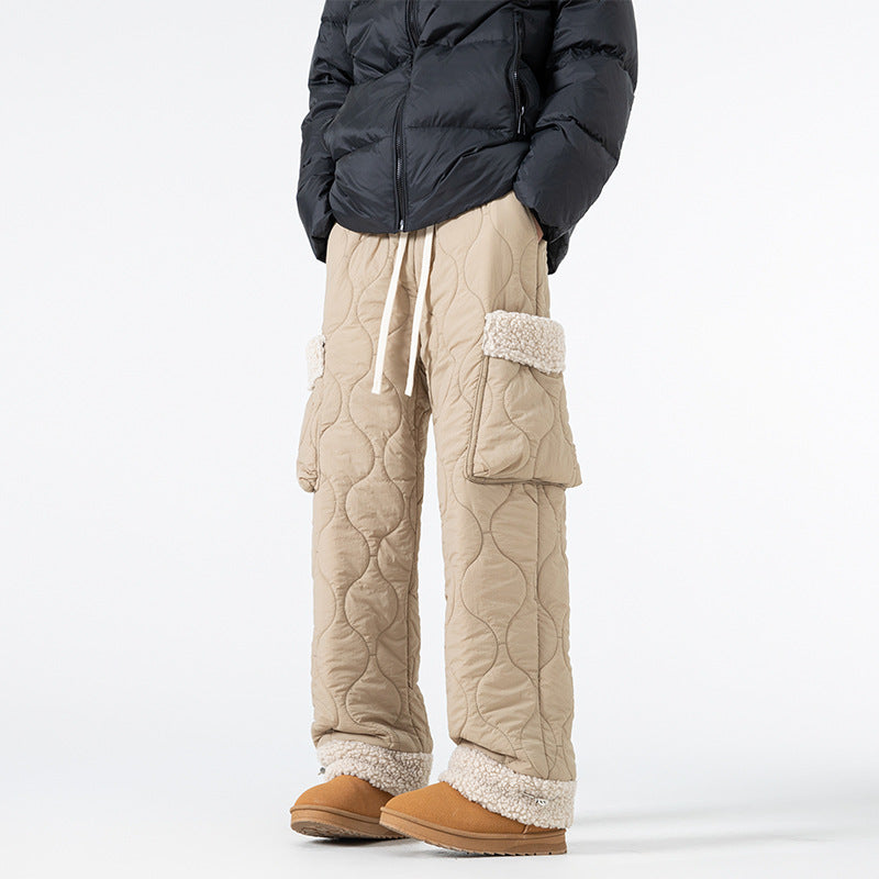 Pantaloni da sci trapuntati da uomo – Pantaloni invernali spessi dal taglio dritto