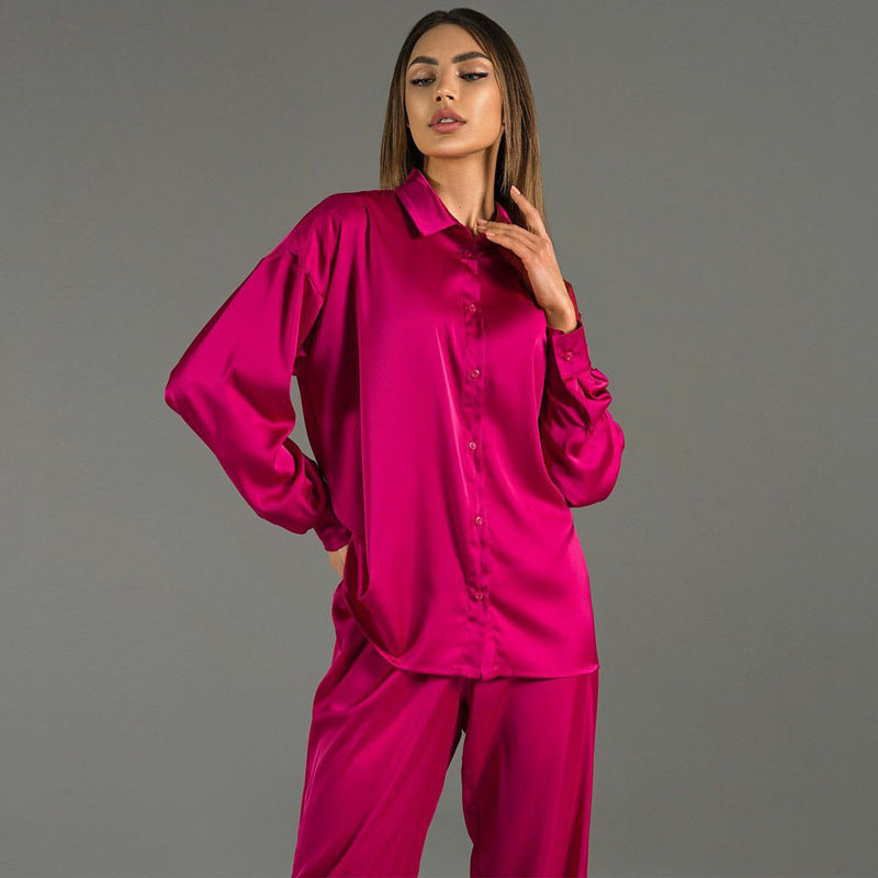 Completo in raso da donna - Top con pantaloni