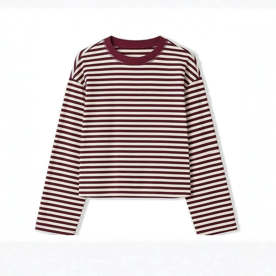T-shirt da donna a righe color-block in stile rétro – Casual e vintage