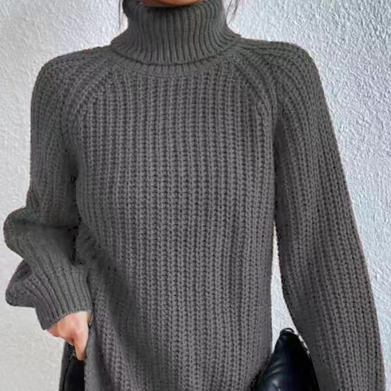 Maglione donna con collo alto e spacco – Morbido e confortevole