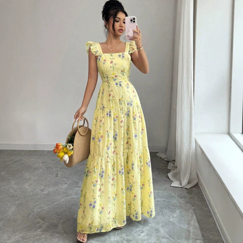 Abito donna floreale con spalline sottili stile francese - Leggero e romantico