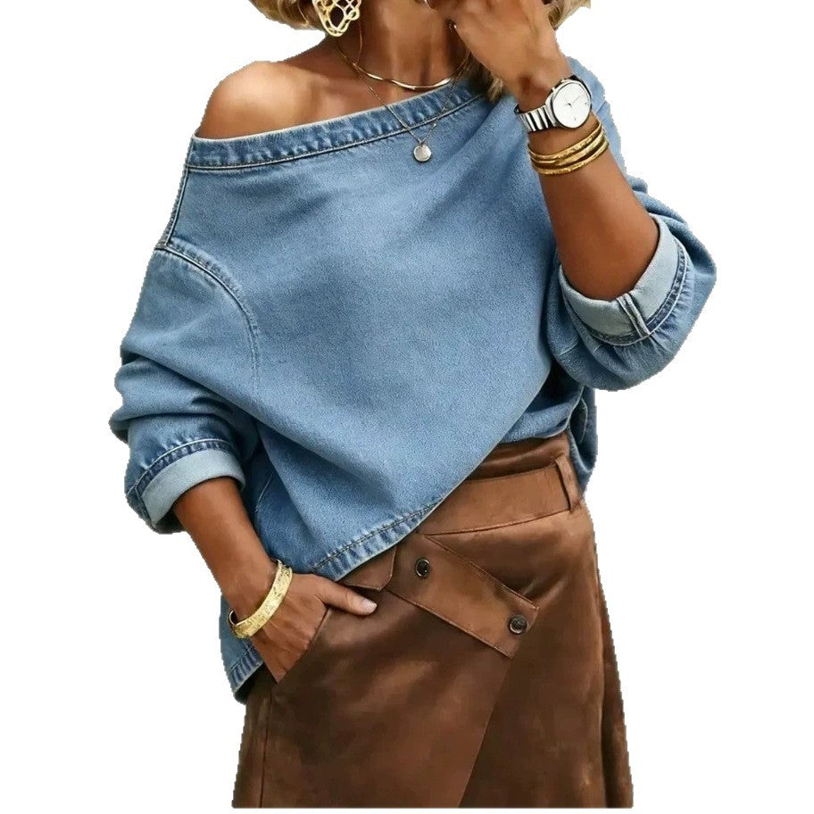 Camicia in denim donna a maniche lunghe - Casual e versatile