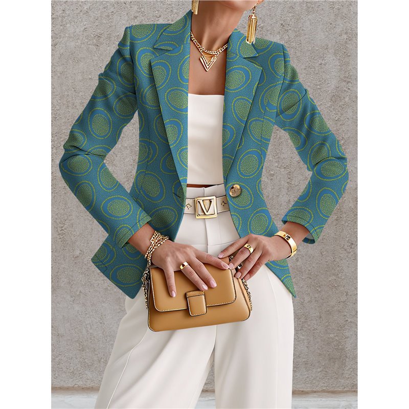 Giacca da donna blu navy a pois bianchi – Stile casual chic ed elegante