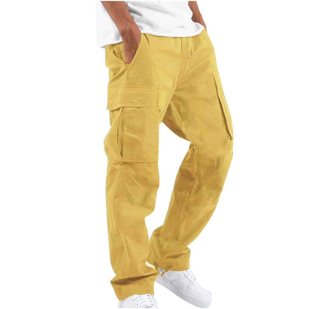 Pantaloni cargo a gamba larga da uomo - Vestibilità rilassata - Pantaloni casual in misto cotone