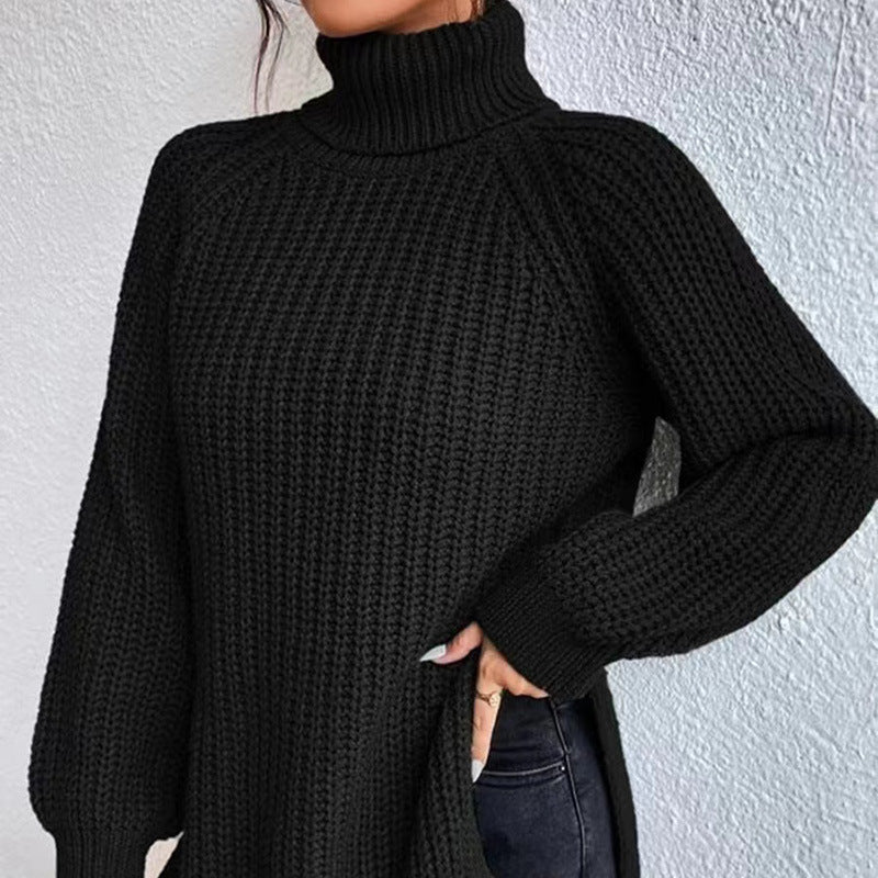 Maglione donna con collo alto e spacco – Morbido e confortevole
