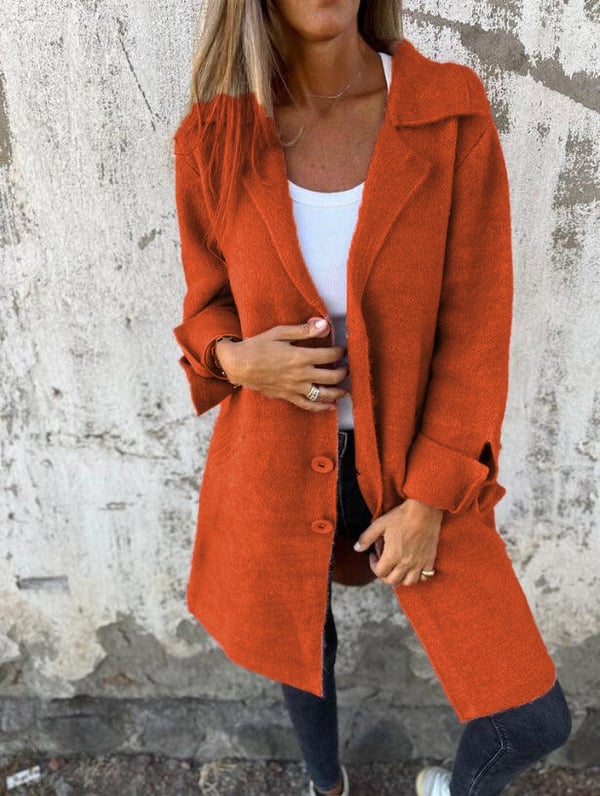 Giacca oversize in tweed da donna – Collo con revers dentellato e bottoni chic