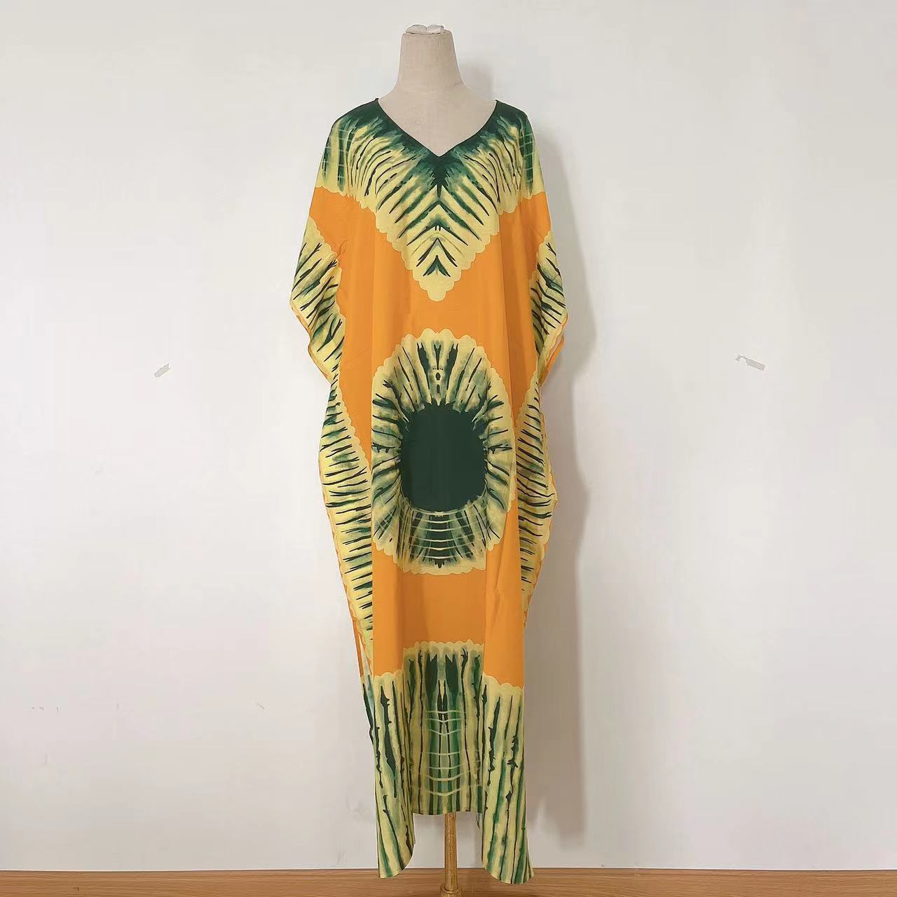 Abito lungo stampato donna con scollo a V - Leggero ed estivo