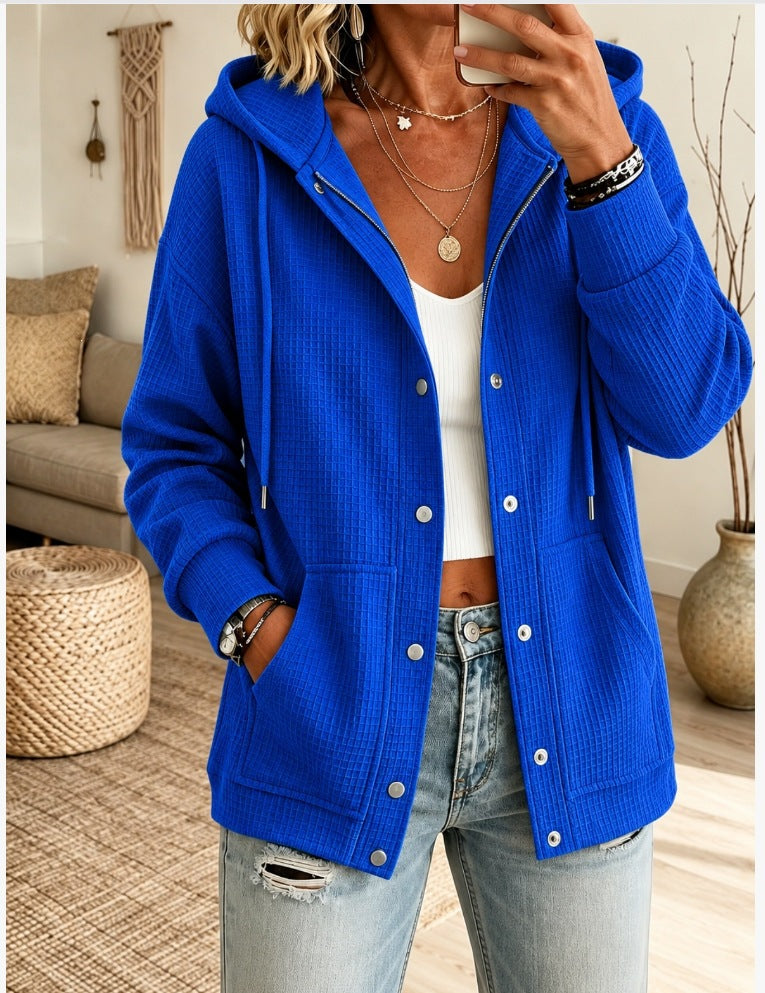 Cardigan donna con cappuccio e coulisse - Casual e confortevole