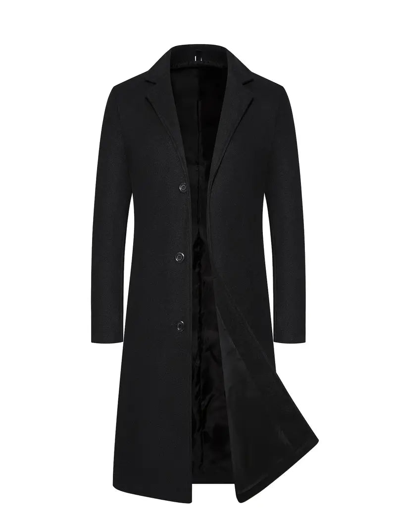 Cappotto lungo monopetto da uomo – Cappotto invernale aderente di alta qualità
