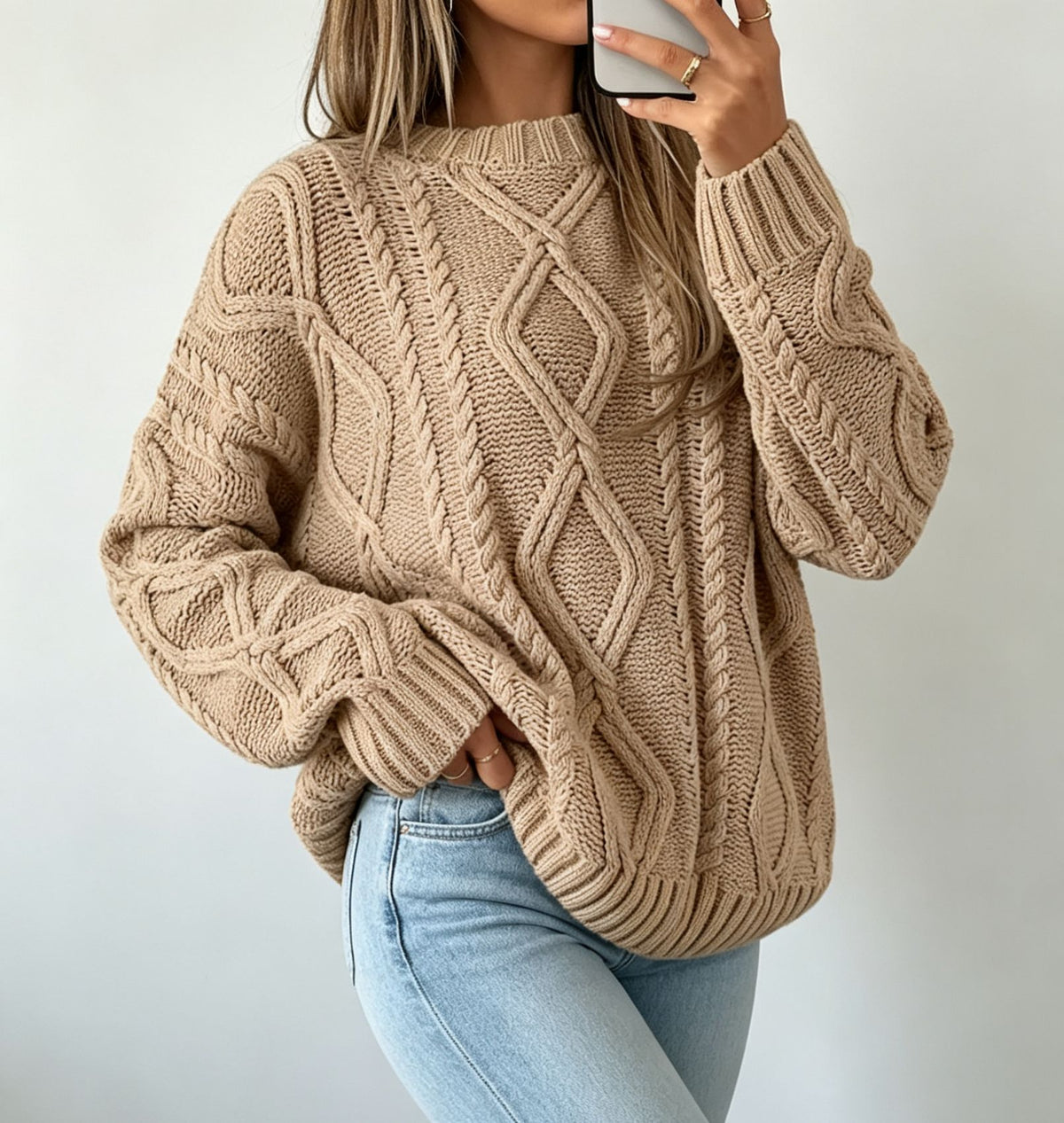 Rummelig sweater til kvinder med rund hals - Blød og afslappet