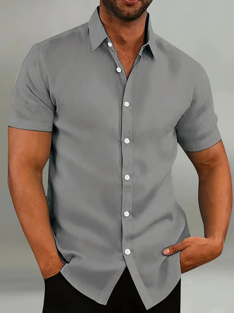 Camicia da uomo a maniche corte - leggera e traspirante, ideale per il tempo libero.