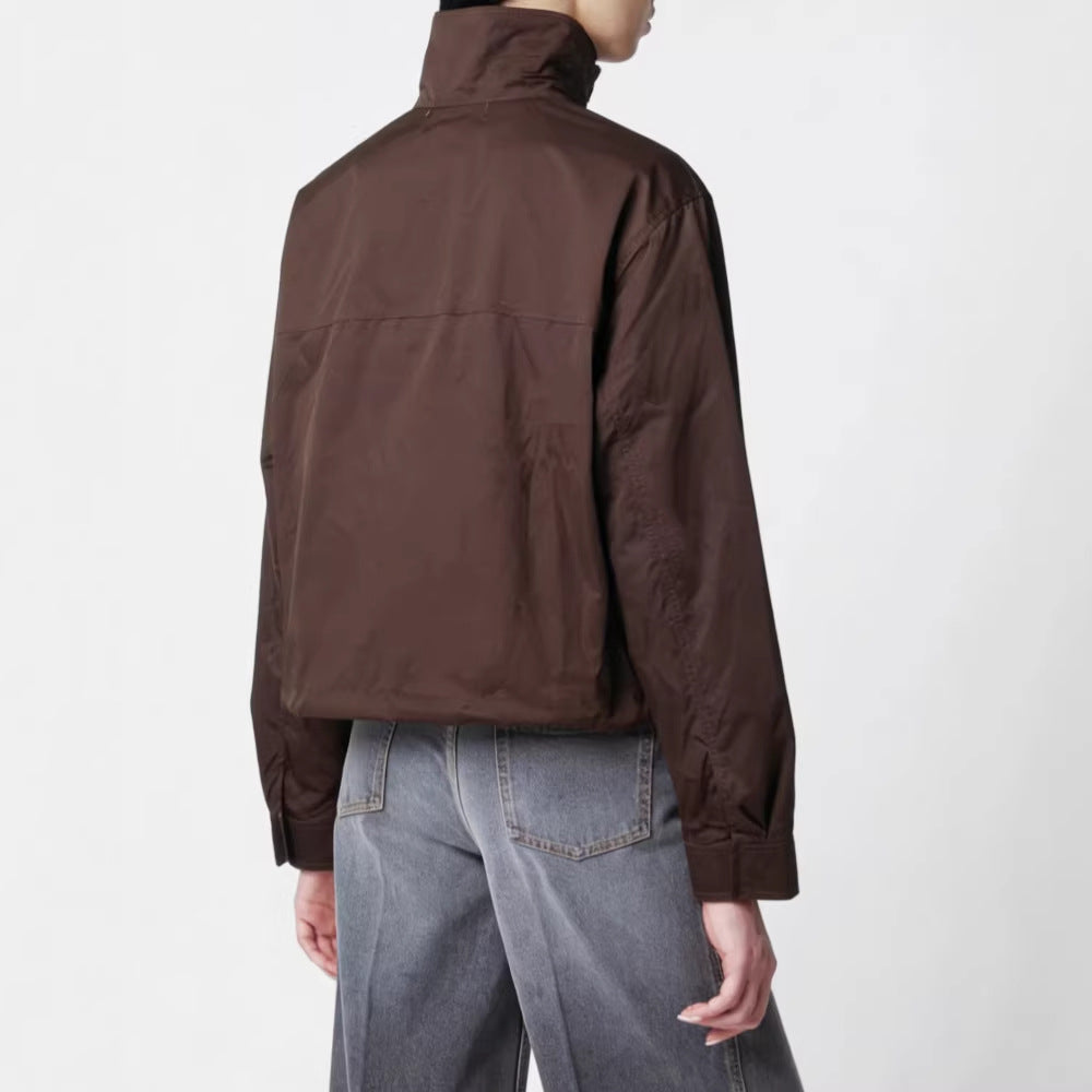 Trench-coat femme à col montant et manches longues - Moderne et minimaliste