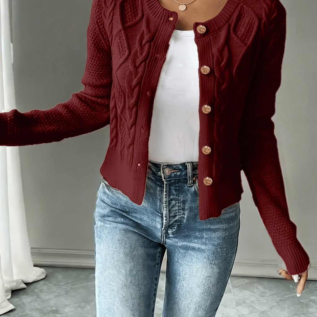 Cardigan pour femme torsadé avec boutons - Élégant et doux