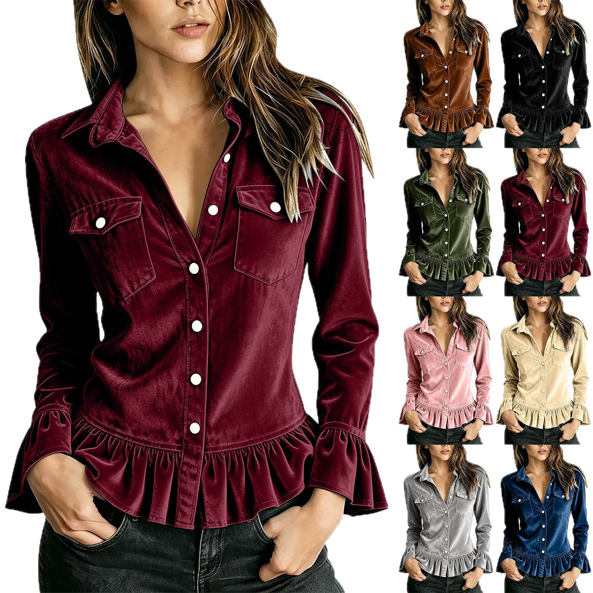 Top pour femme à revers et manches évasées - Élégant et facile à porter