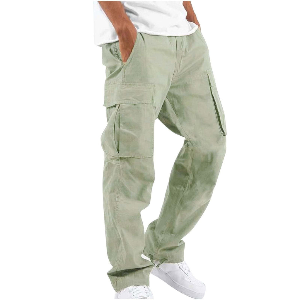 Pantaloni cargo a gamba larga da uomo - Vestibilità rilassata - Pantaloni casual in misto cotone