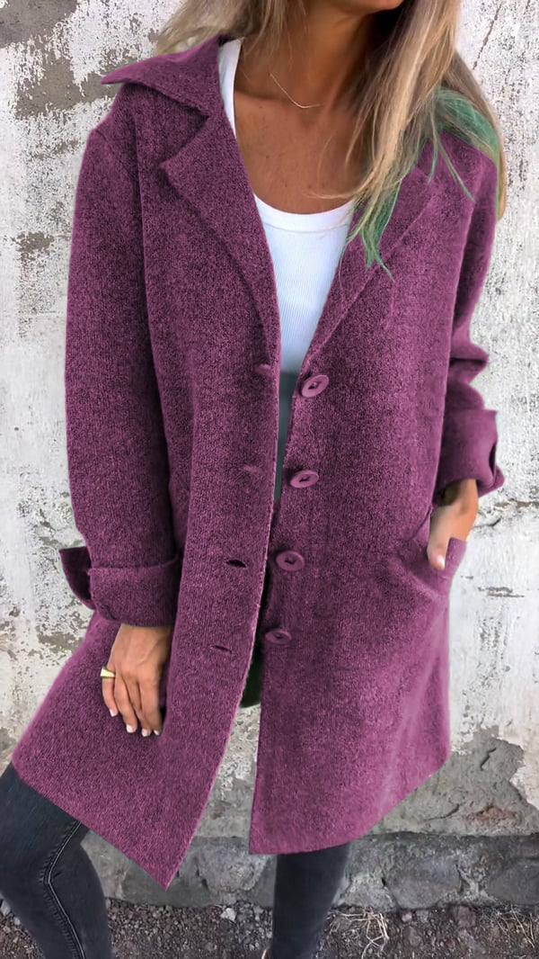 Giacca oversize in tweed da donna – Collo con revers dentellato e bottoni chic