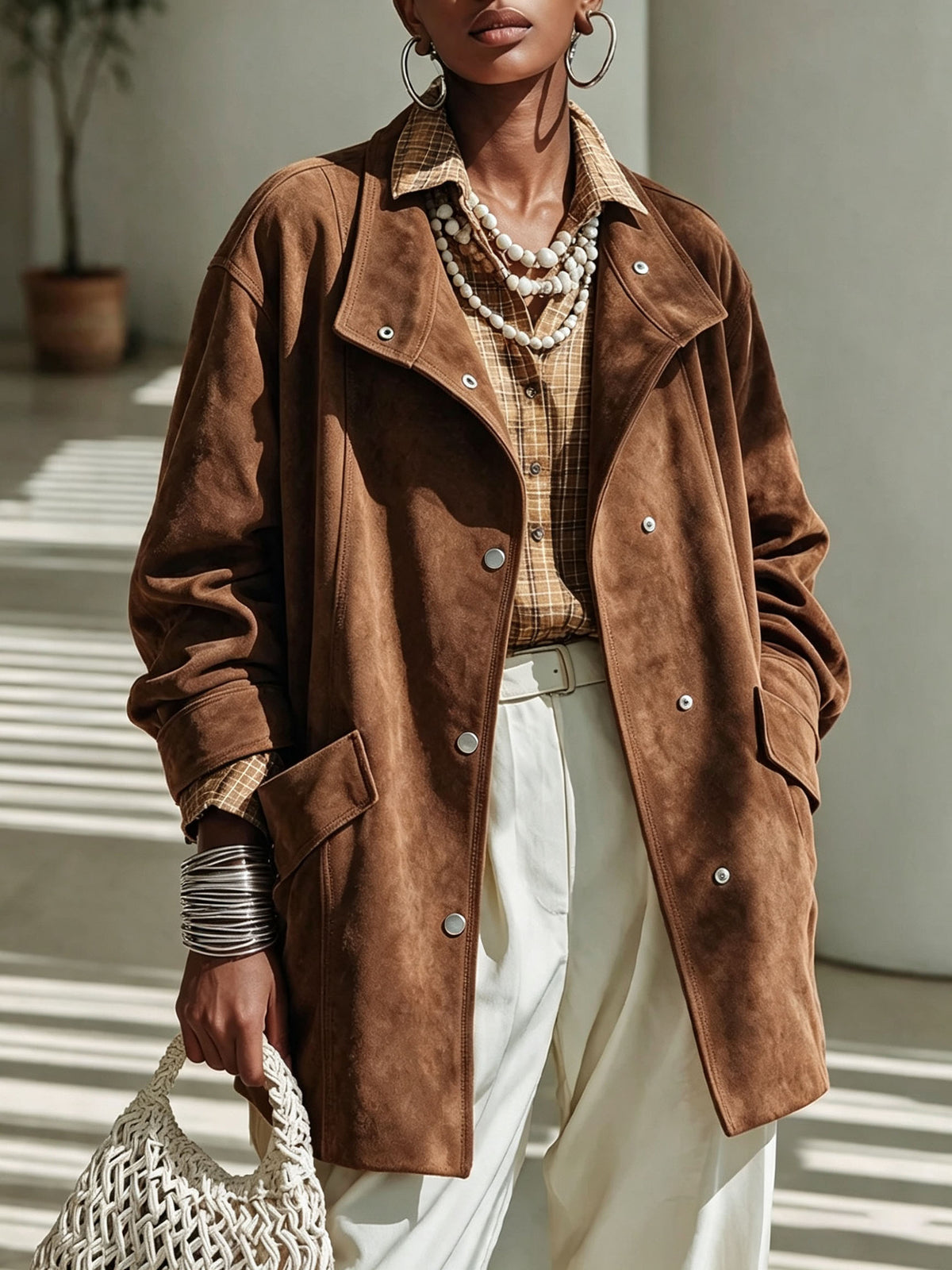 Abrigo midi de mujer con cuello mao - Elegante y cálido