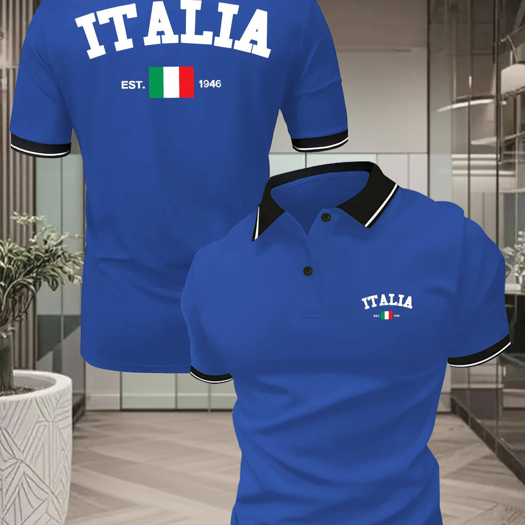 Polo uomo a maniche corte con stampa italiana - Traspirante e versatile