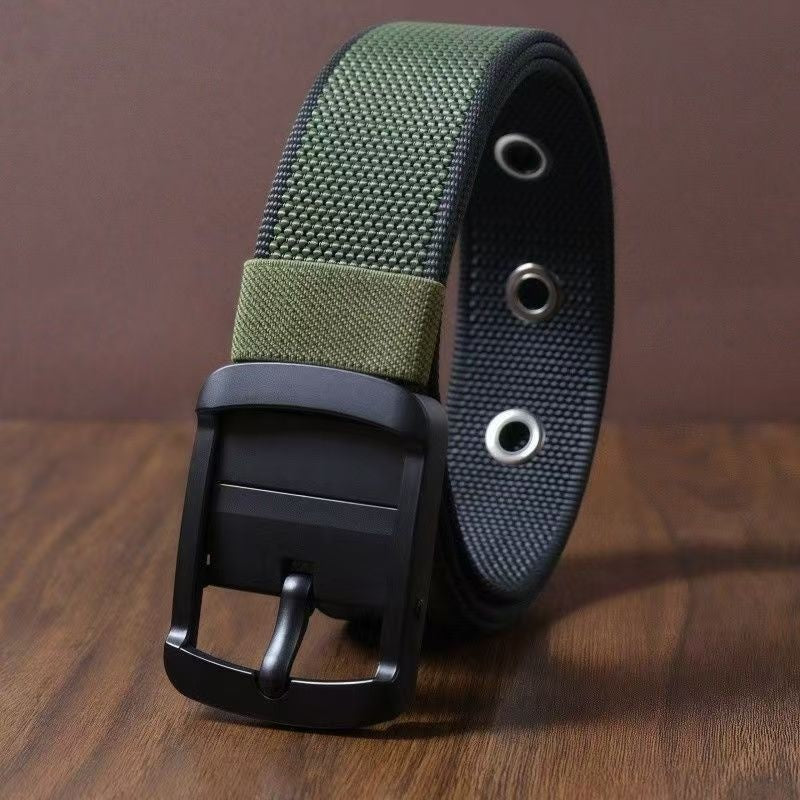 Cintura girevole in nylon da uomo – Stile versatile con fibbia ad ardiglione bifacciale