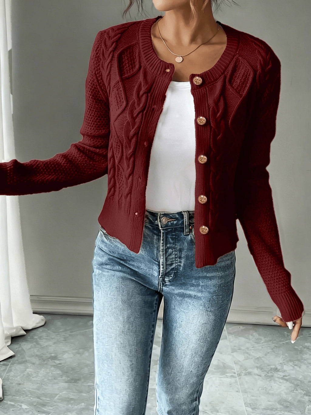 Cardigan pour femme torsadé avec boutons - Élégant et doux