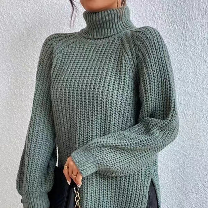 Maglione donna con collo alto e spacco – Morbido e confortevole