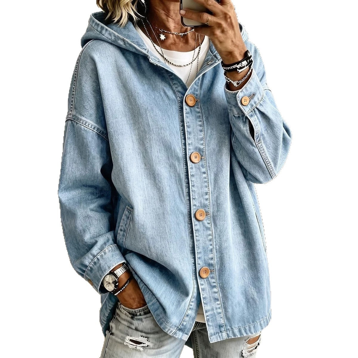 Giacca in denim donna con cappuccio - Casual e pratica