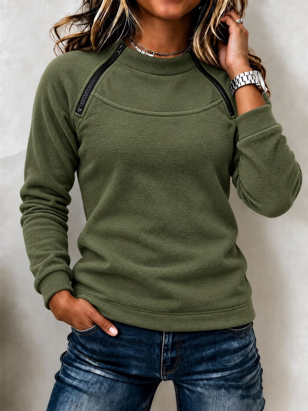 Sweat thermique pour femme à col montant - Chaud et décontracté