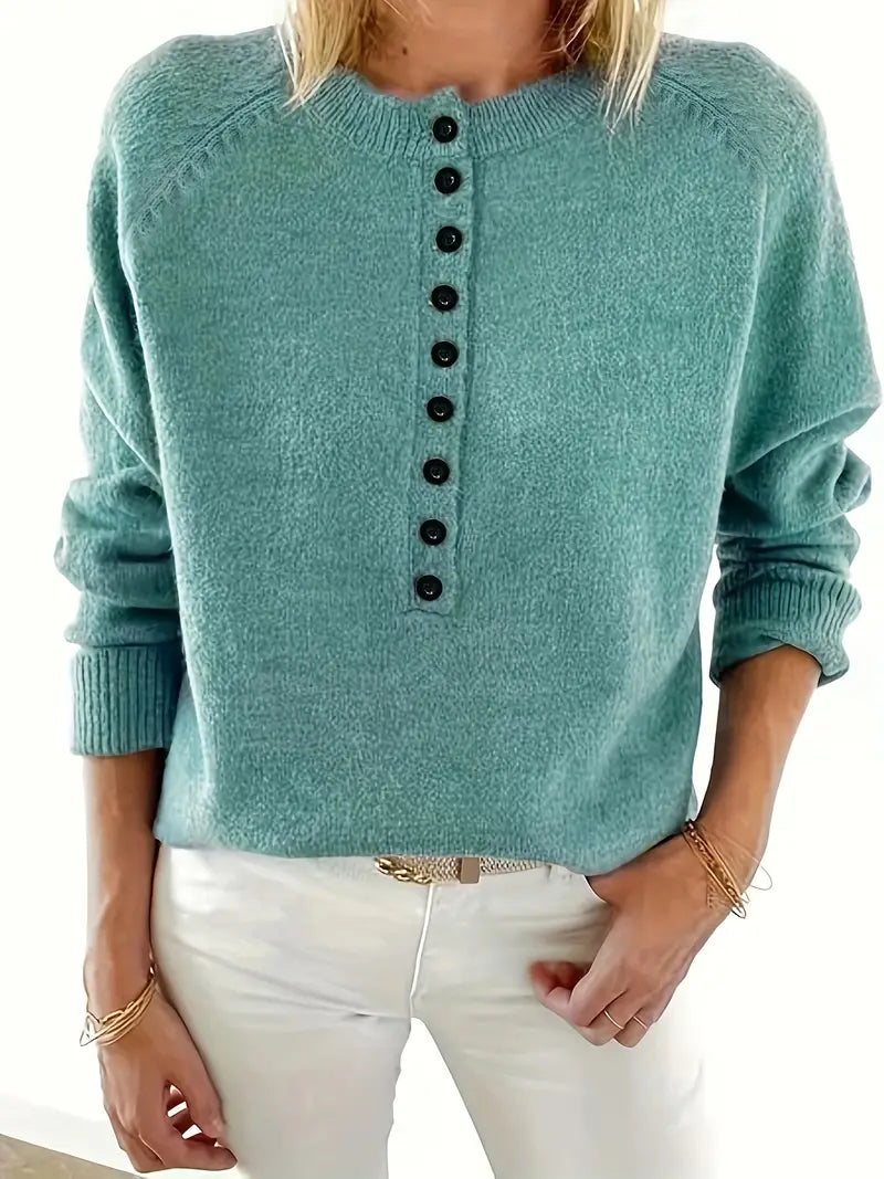Maglione donna girocollo con bottoni - Elegante e confortevole