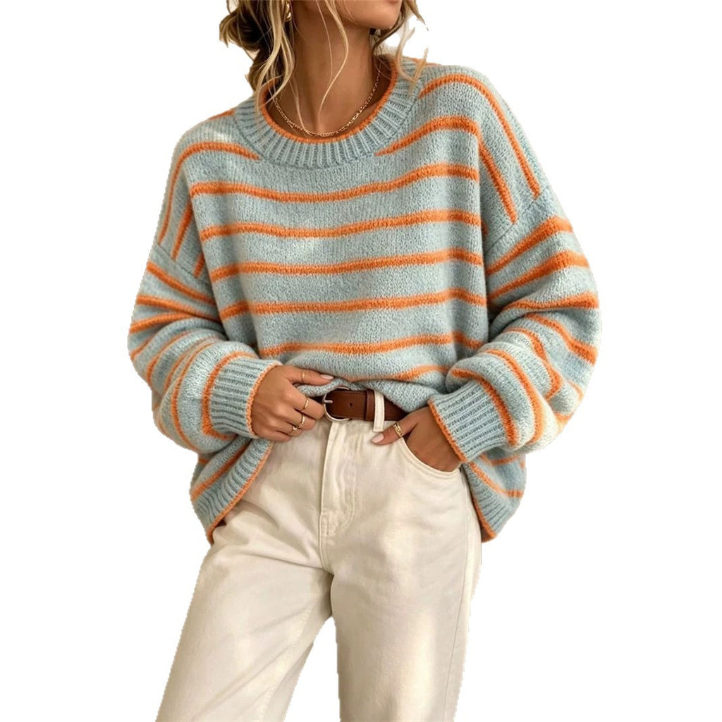 Pull femme en maille à col rond - Décontracté et confortable